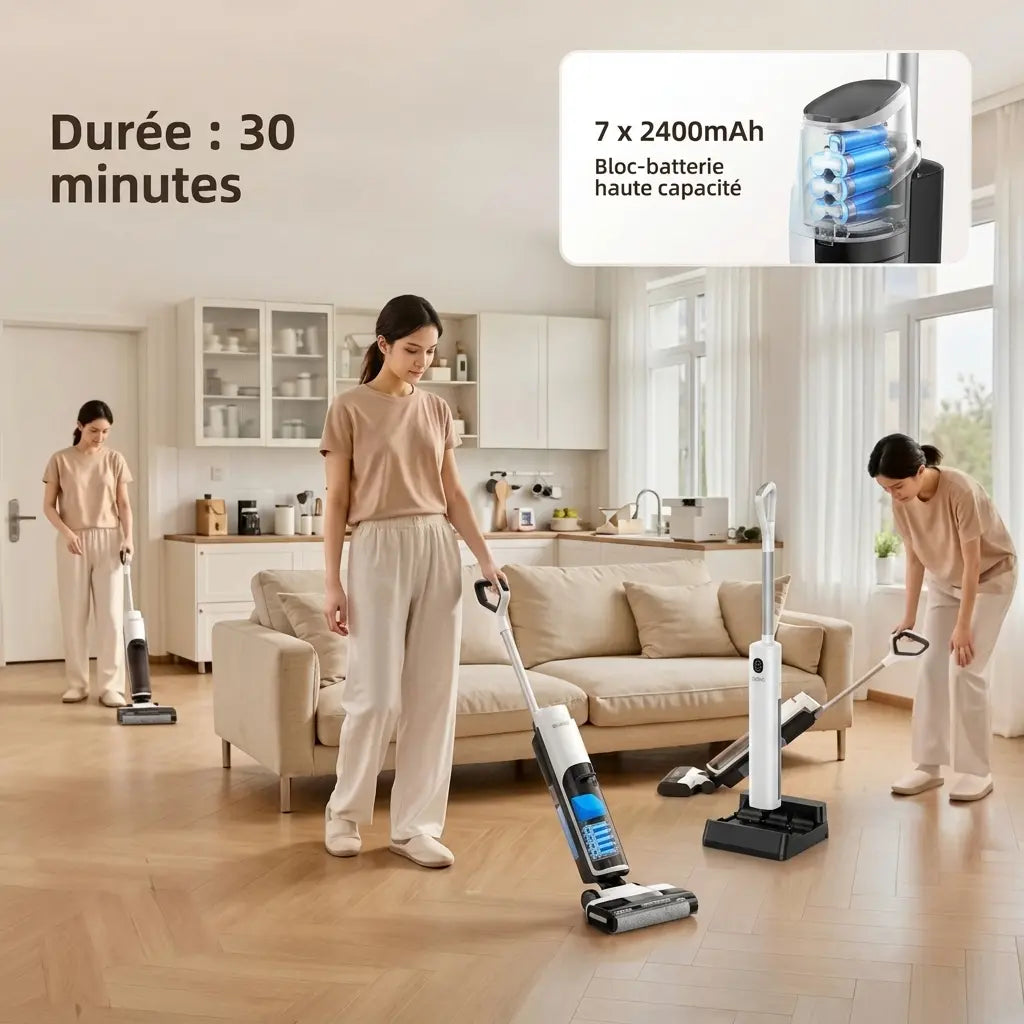Aspirateur laveur auto nettoyant avec commande vocale Aspiroclean