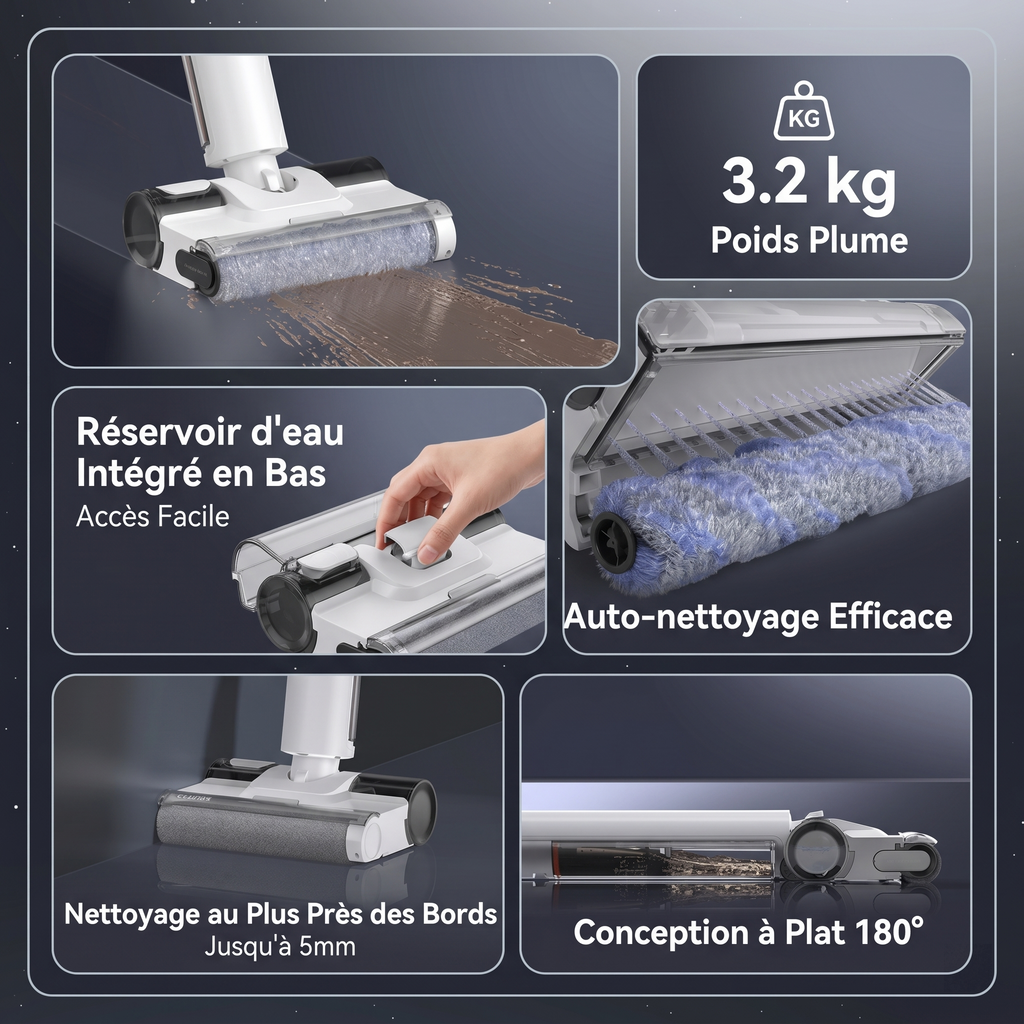 Aspirateur laveur sans fil intelligent