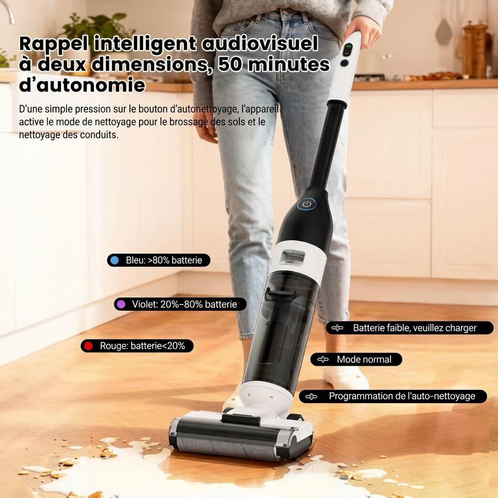 Aspirateur laveur sans fil 3-en-1 