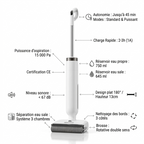 Aspirateur laveur sans fil autonettoyant et silencieux ZENITH Aspiroclean