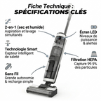 Aspirateur laveur sans fil autonettoyant IRON Aspiroclean